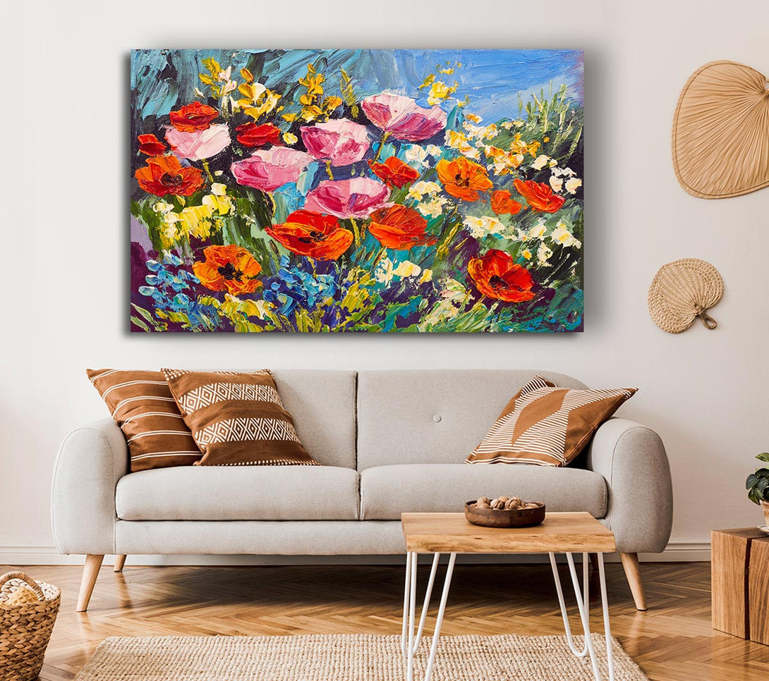  A Canvas Print of Mixed Poppies In The Sun Canvas Wall Art