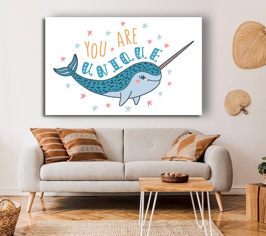  A Canvas Print of You Are Unique Narwhal Canvas Art