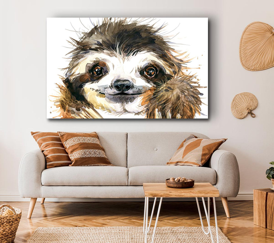  A Canvas Print of Water Colour Sloth Canvas Wall Art