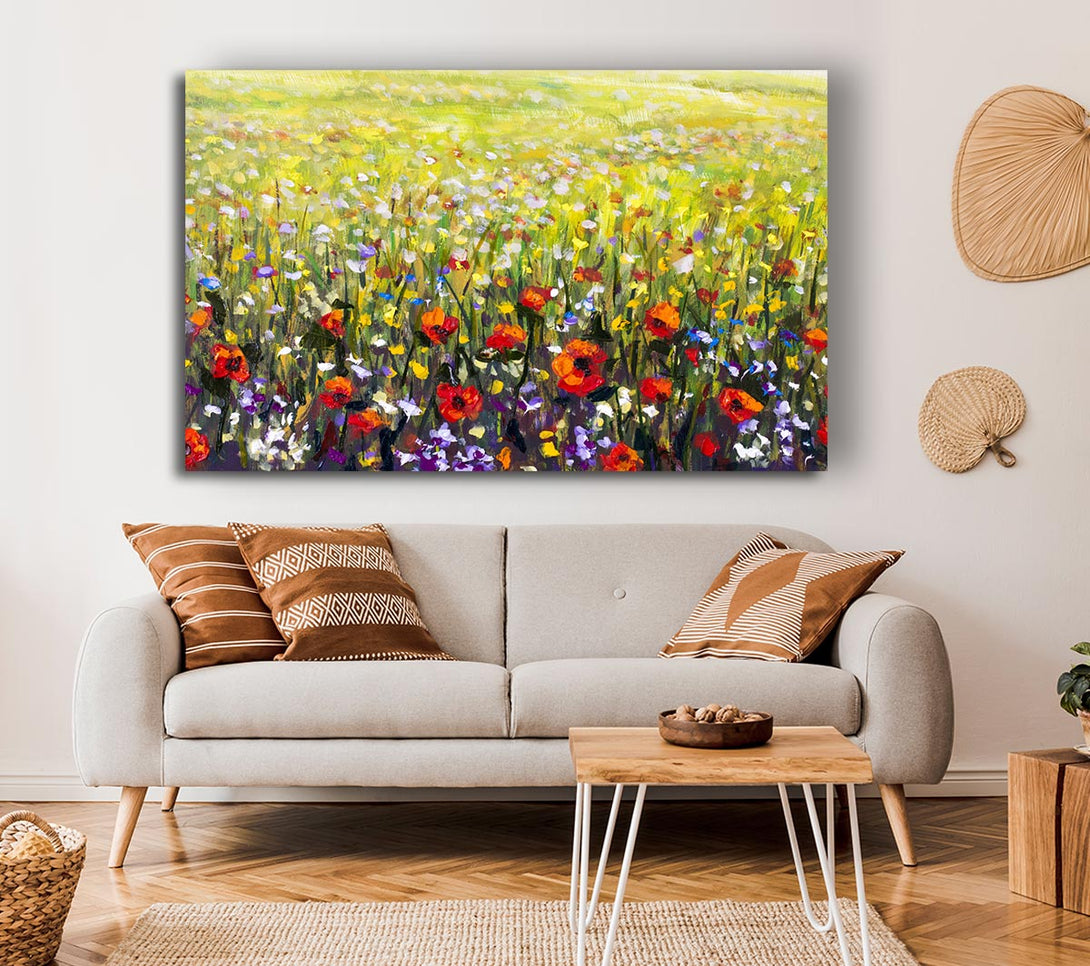  A Canvas Print of Poppy Field In The Summer Canvas Wall Art