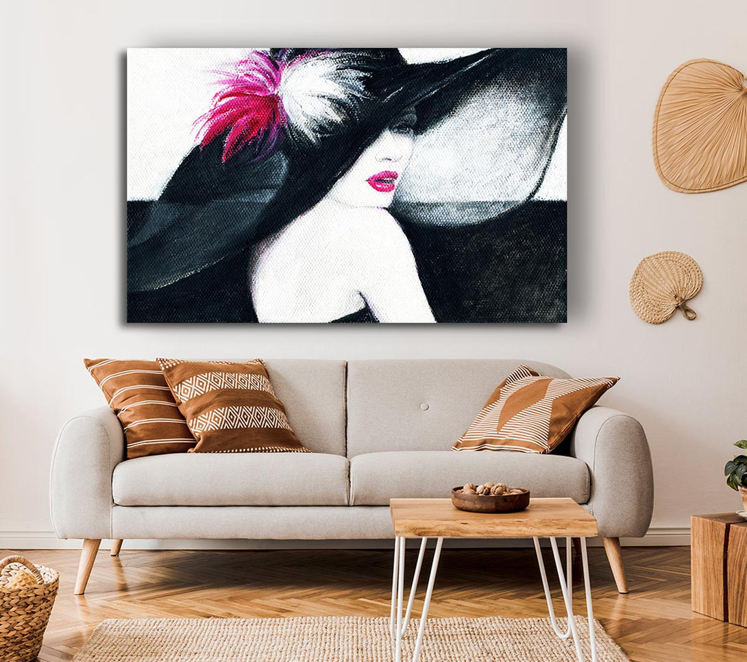  A Canvas Print of Woman In Black Hat Canvas Print