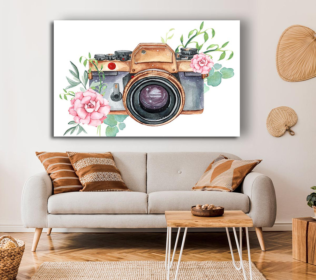  A Canvas Print of Vintage Camera Floral Canvas Art