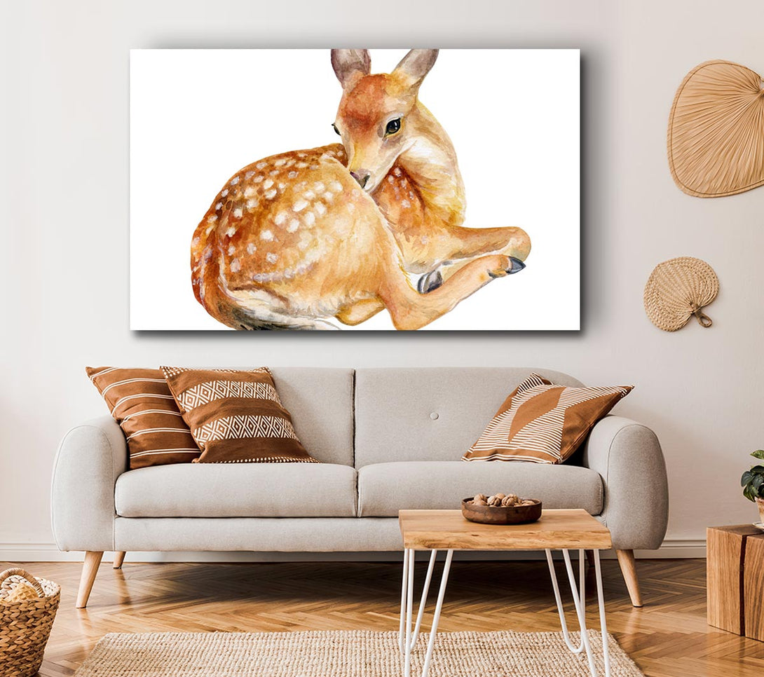 Picture of Watercolour Woodland Deer Canvas Print Wall Art