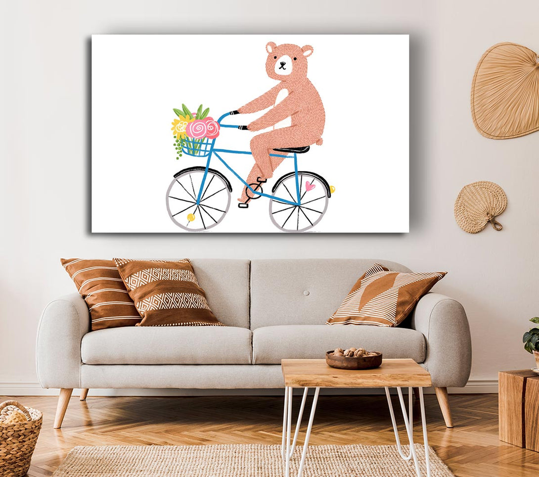  A Canvas Print of Bear Riding A Bike Canvas Art