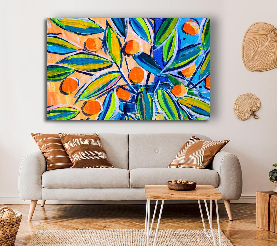  A Canvas Print of Bright Oranges On Tree Canvas Print
