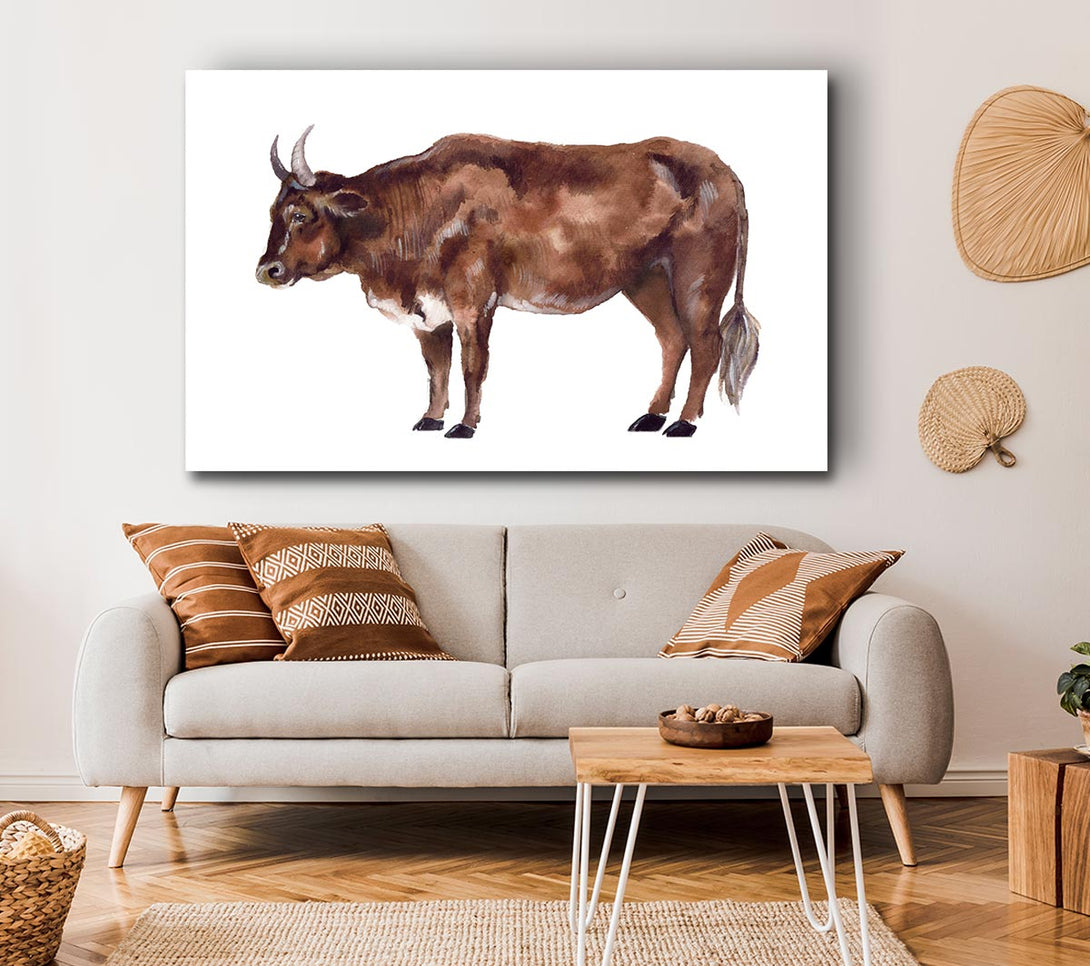  A Canvas Print of Big Brown Cow Canvas Art