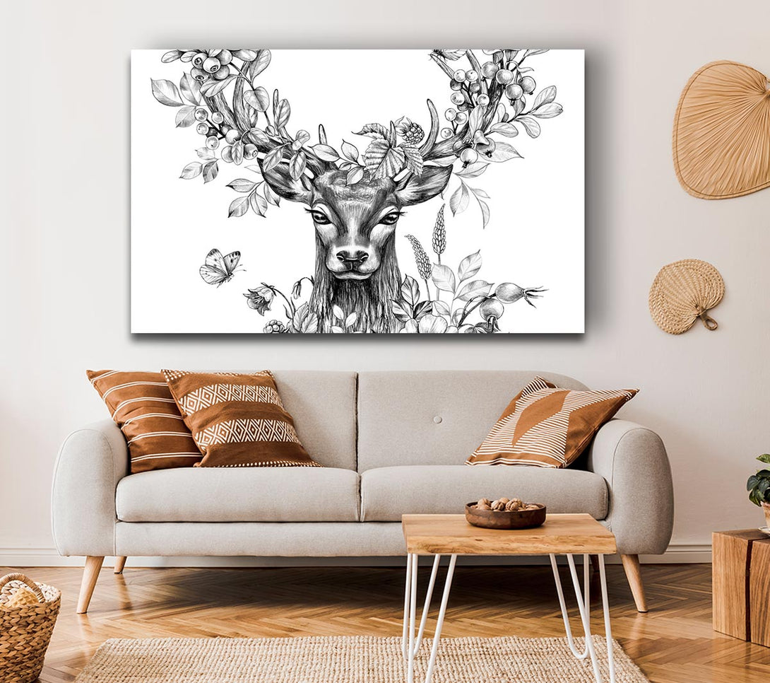  A Canvas Print of The Floral Deer Canvas Art