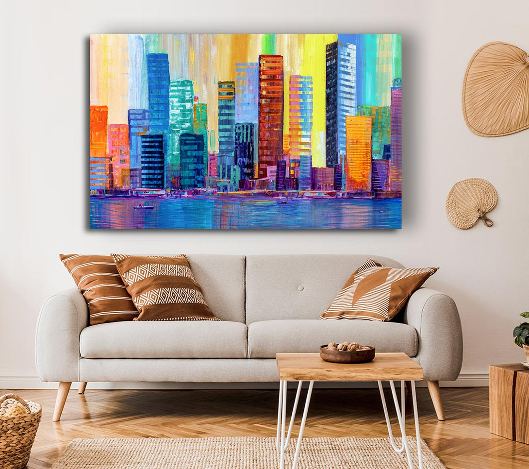  A Canvas Print of Warm And Cool City Lights Canvas Print