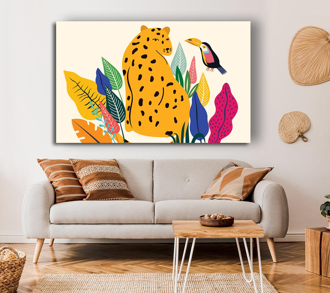  A Canvas Print of Mid Century Leopard Canvas Print