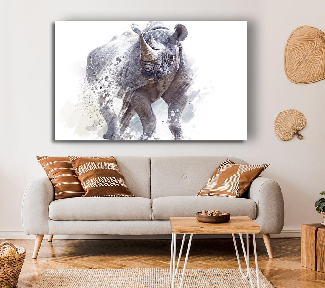  A Canvas Print of Watercolour Rhino Canvas Print