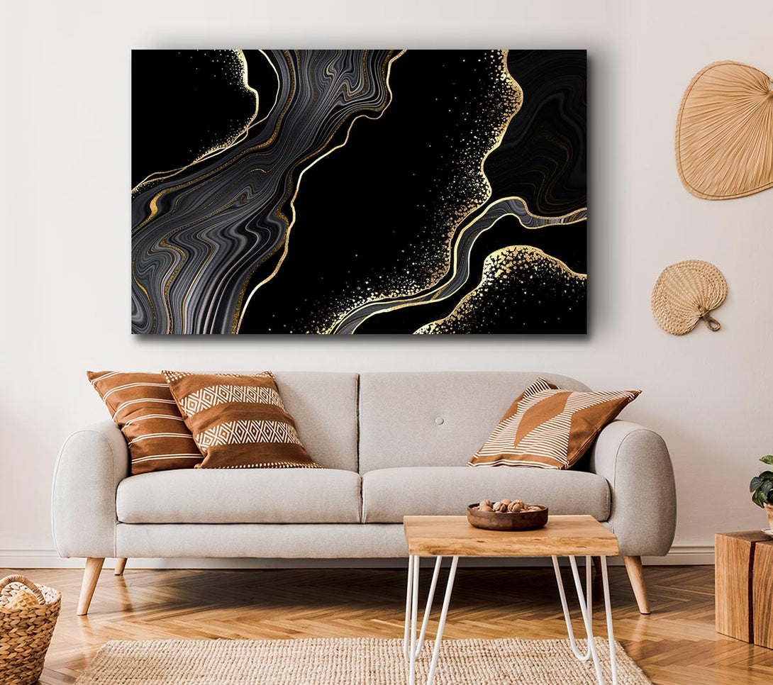  A Canvas Print of Black And Gold Flakes Canvas Wall Art