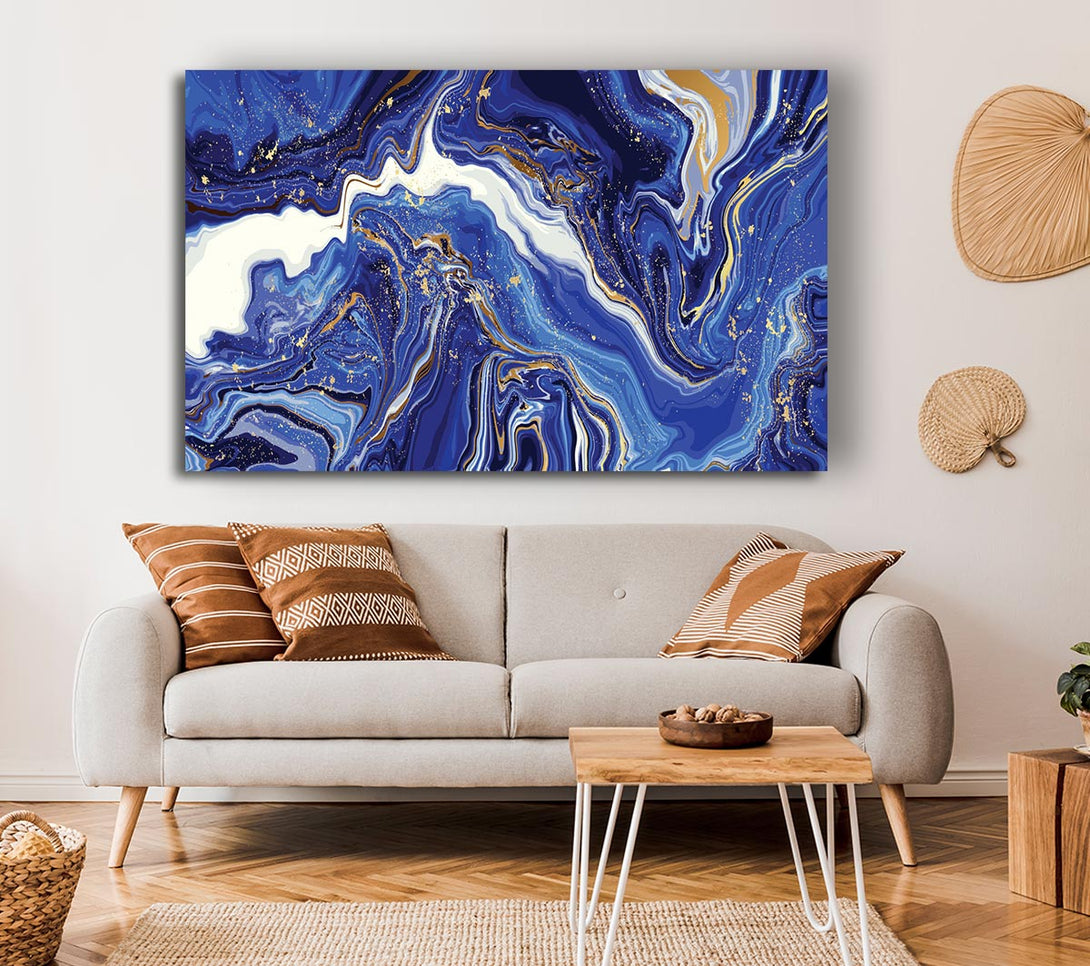  A Canvas Print of Blue And White Paint Mix Canvas Art
