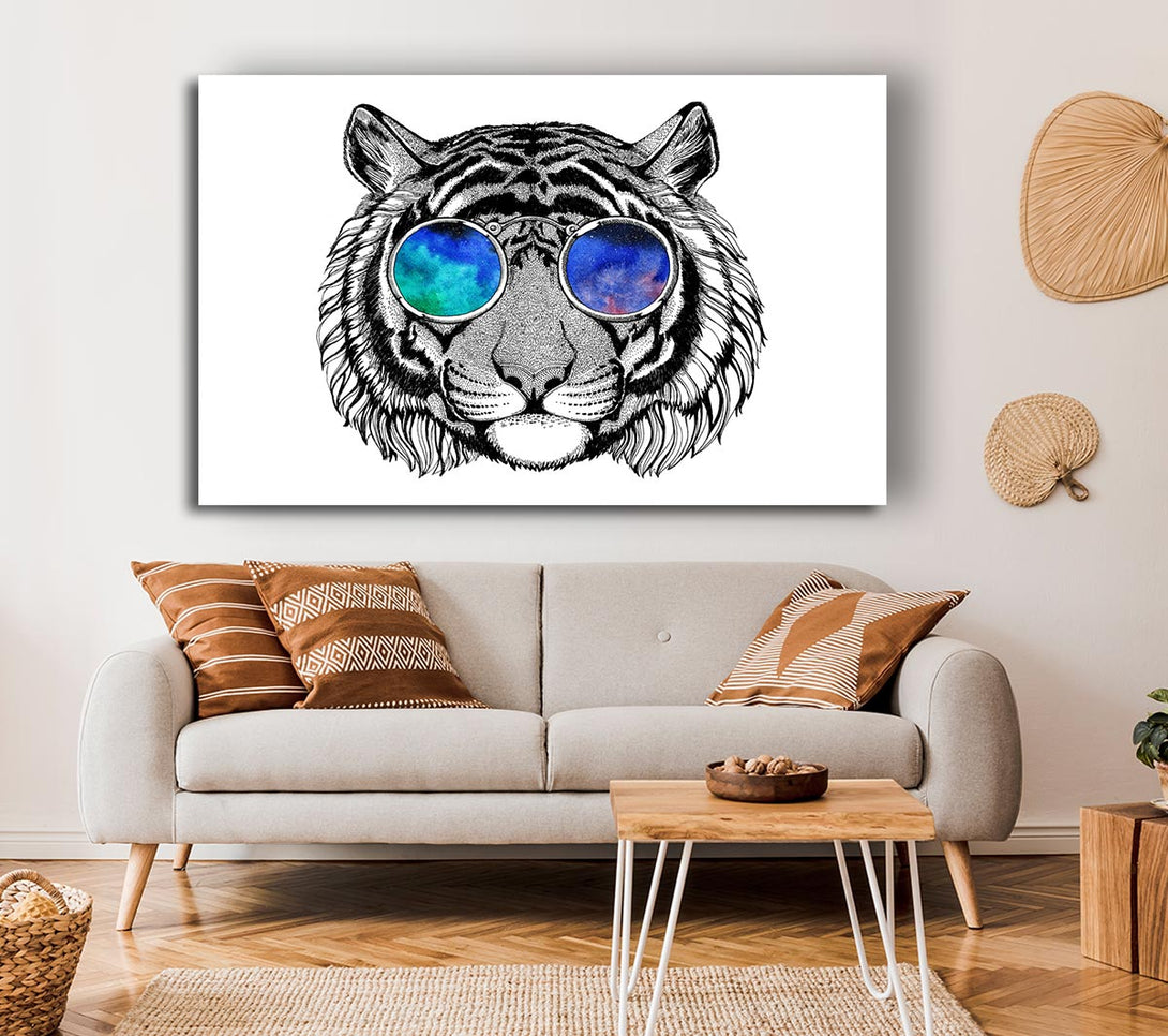  A Canvas Print of Glasses On A Tiger Hipster Canvas Art