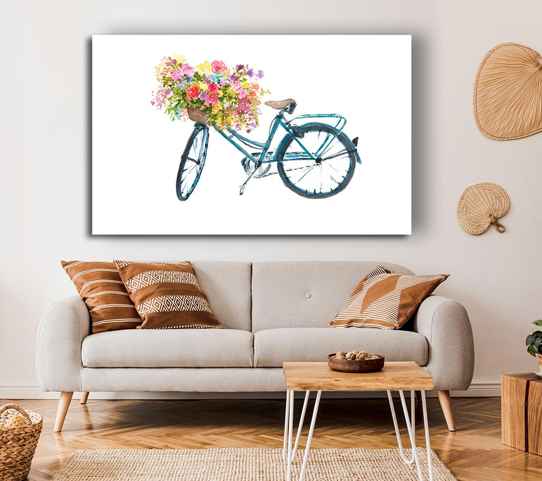  A Canvas Print of Flowers On A Bike Canvas Print