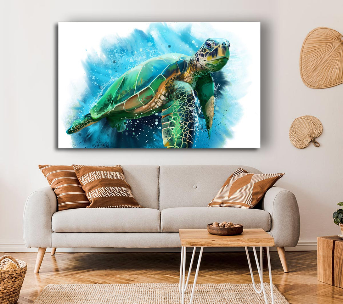  A Canvas Print of The Sea Turtle Watercolour Canvas Wall Art