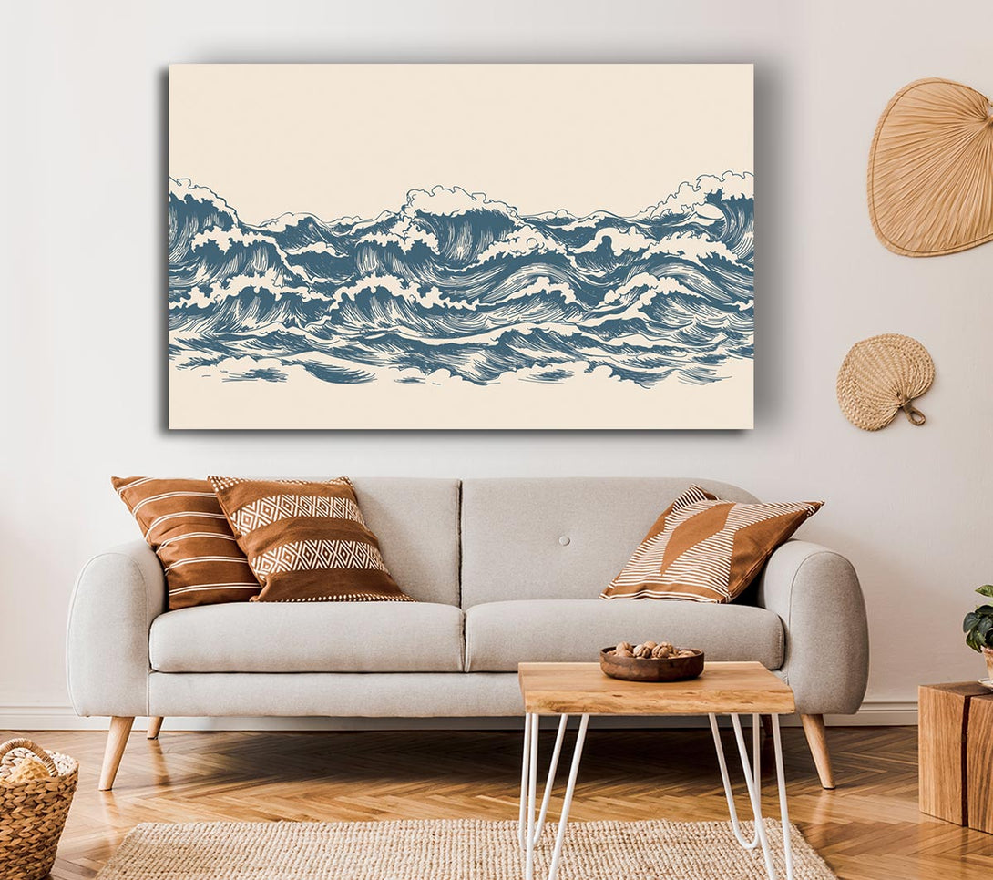  A Canvas Print of Rippled Ocean Crash Canvas Art