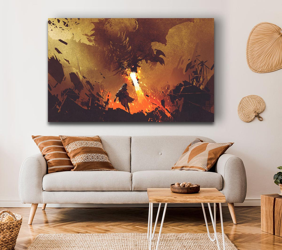  A Canvas Print of Fighting The Fire Dragon Canvas Print