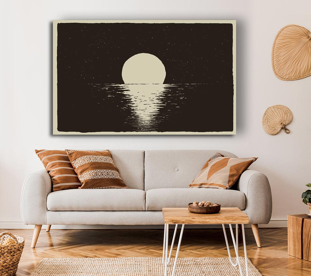  A Canvas Print of The Moon At Night Sea Canvas Print
