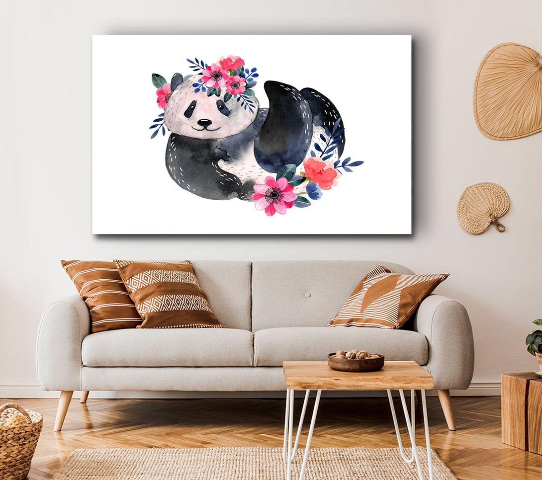  A Canvas Print of Cute Floral Panda Canvas Art