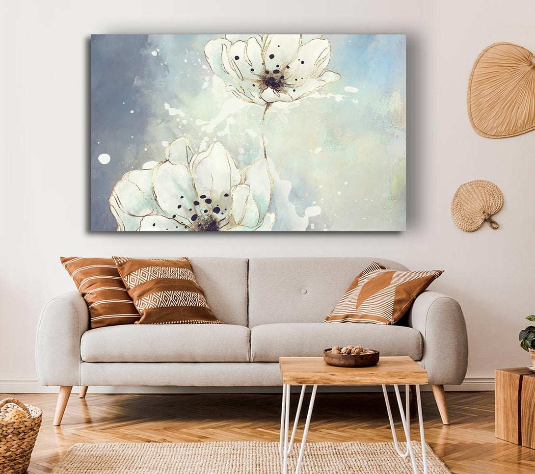  A Canvas Print of White Flowers In Abstract Canvas Art