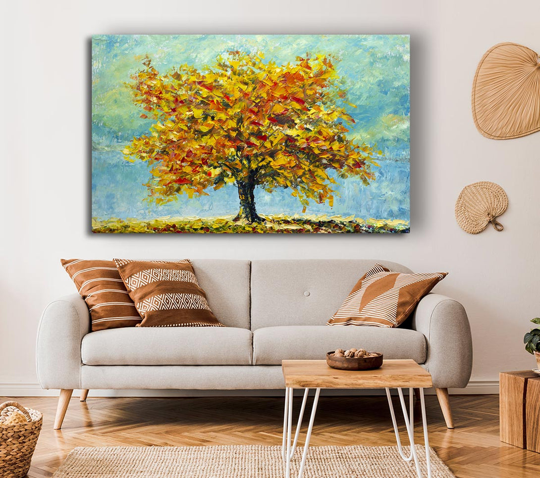  A Canvas Print of Tree Burns Orange Canvas Wall Art