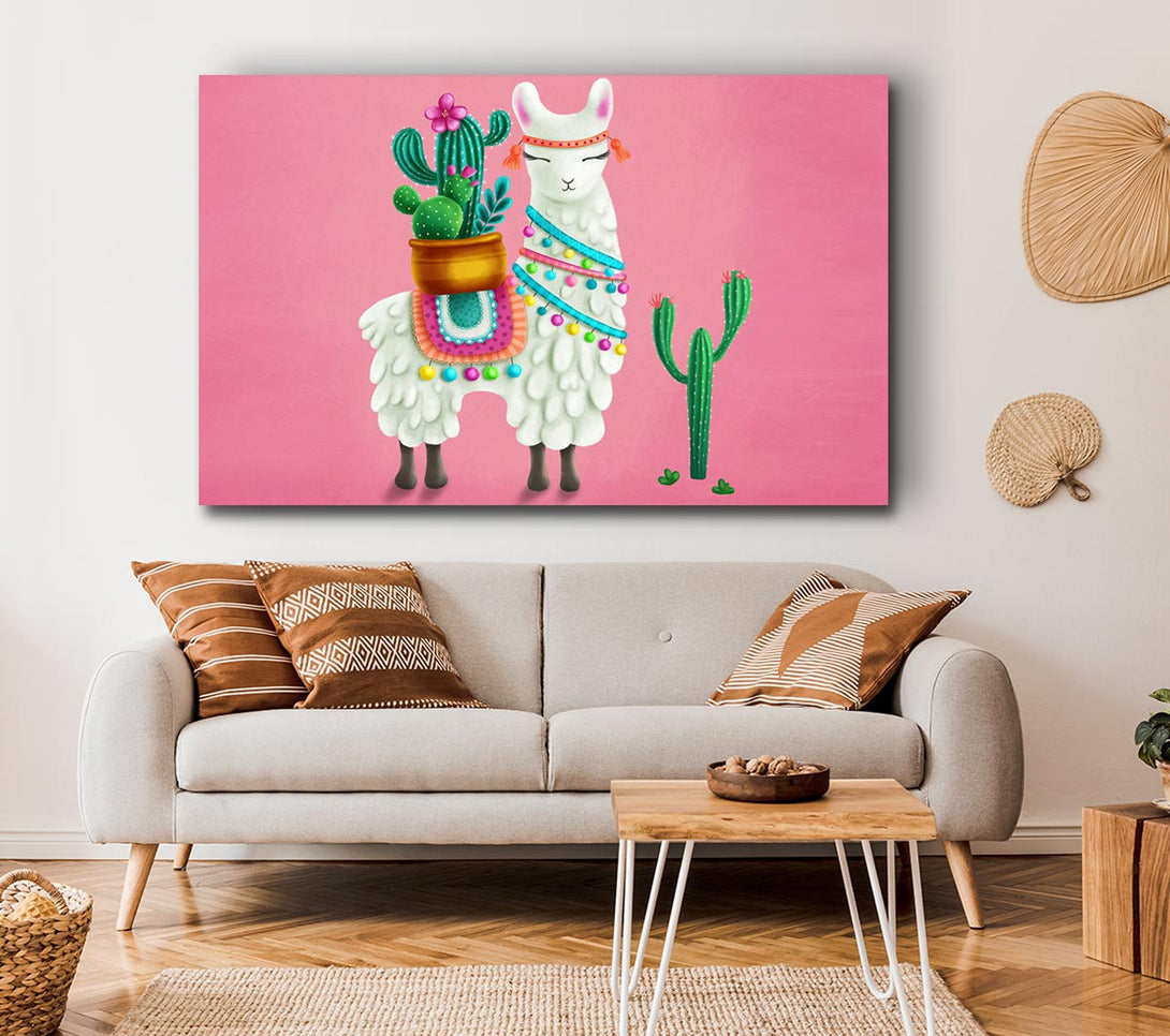  A Canvas Print of Llama Carrying Cactus Canvas Art