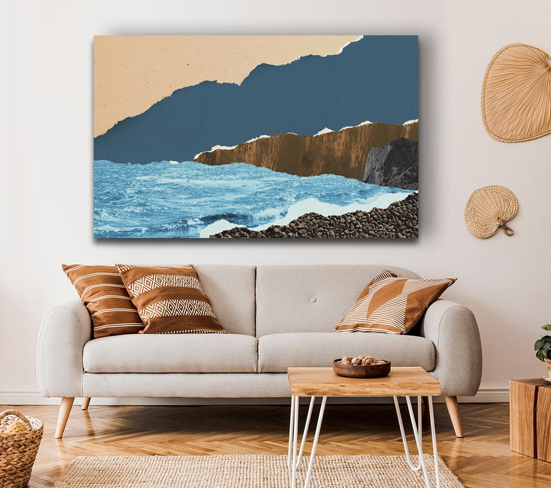  A Canvas Print of Cut Out Mountain Ocean Canvas Wall Art