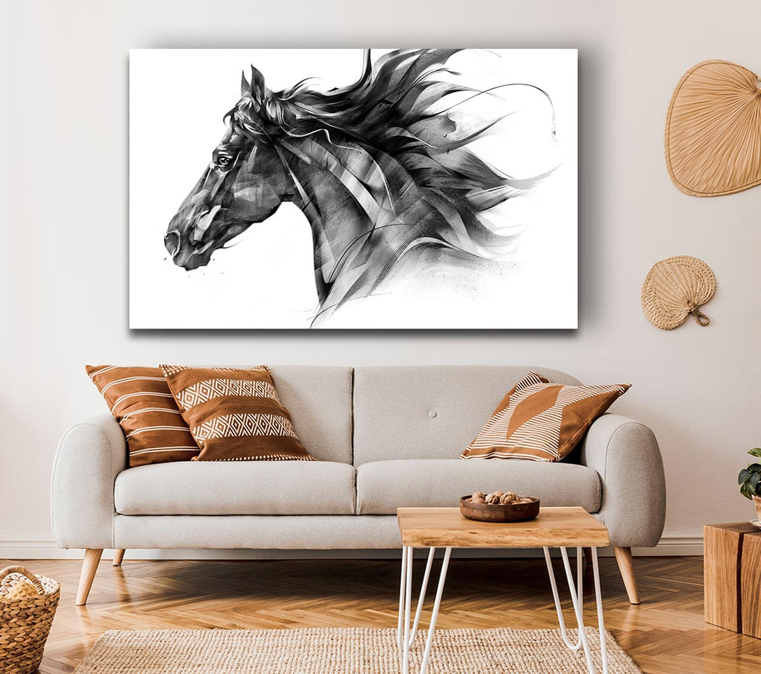  A Canvas Print of Horse Galloping Head Canvas Art