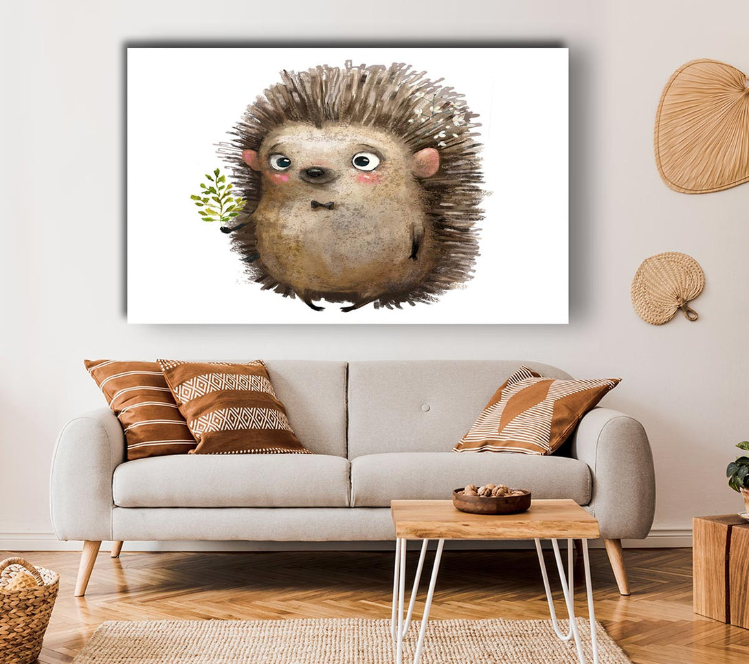  A Canvas Print of Hedgehog With Flowers Canvas Art