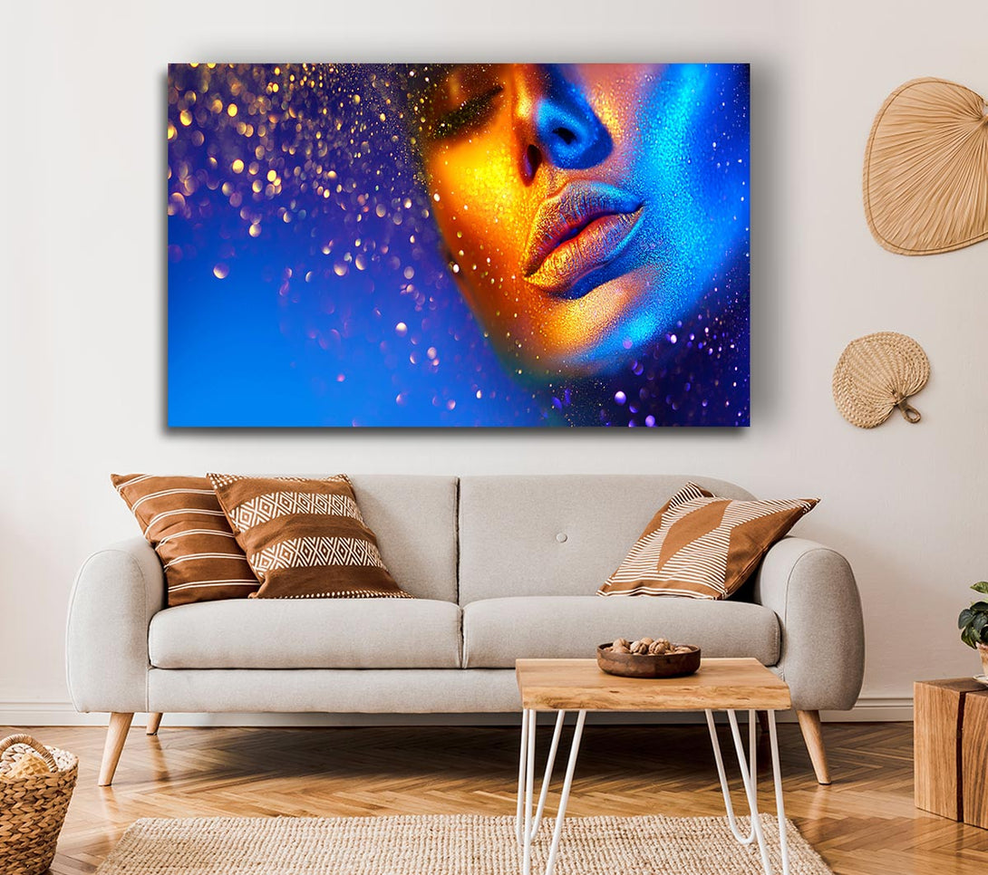 A Canvas Print of Gold And Blue Face Canvas Wall Art