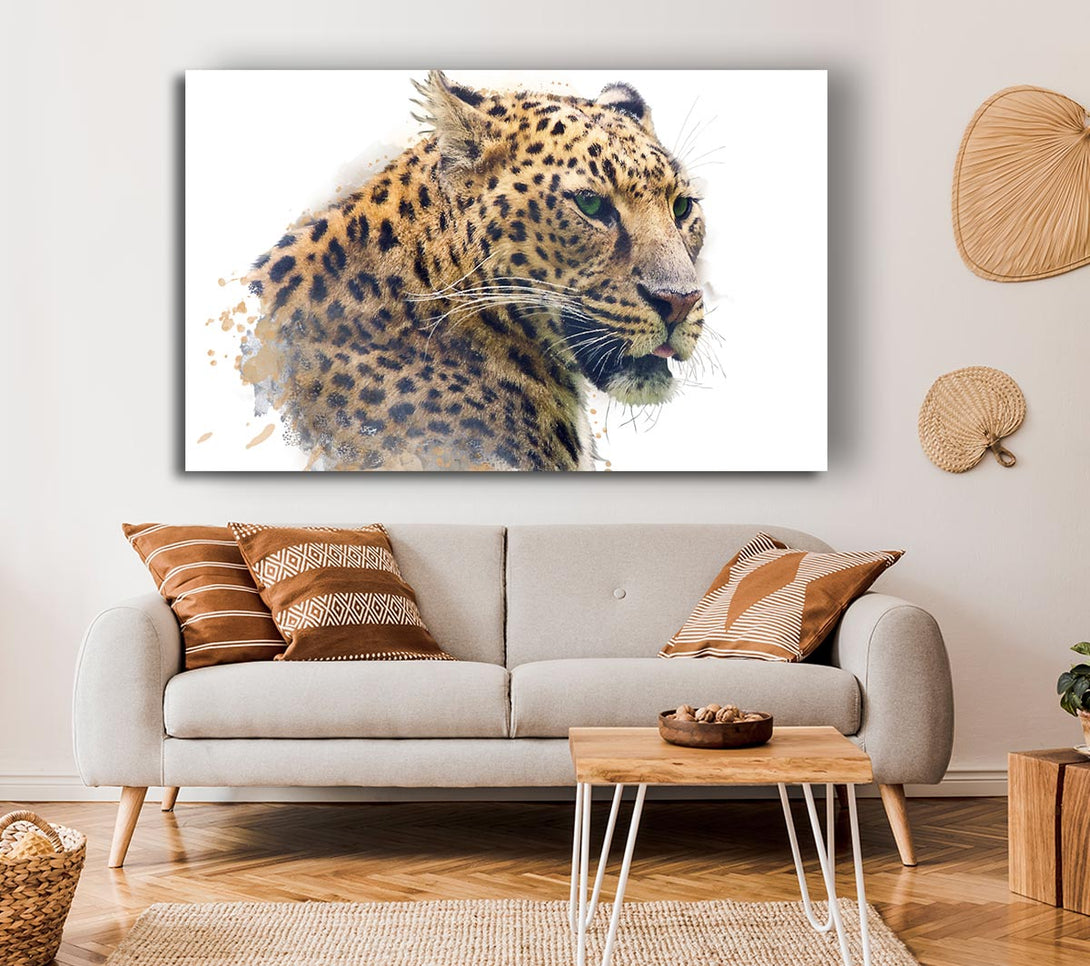  A Canvas Print of Watercolor Splash Leopard Canvas Wall Art
