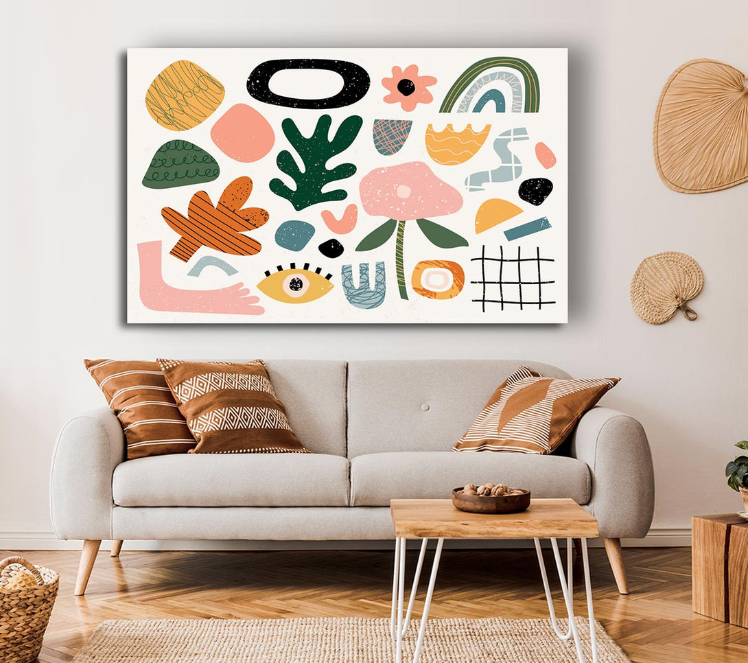  A Canvas Print of Modern Shapes And Flowers Canvas Wall Art
