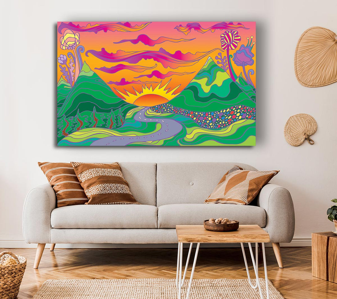 A Canvas Print of Psychedelic Landscape Canvas Art
