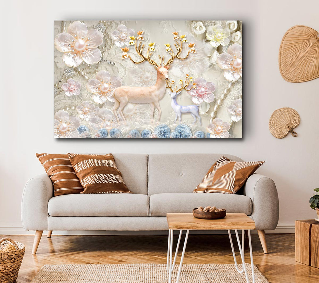  A Canvas Print of The Majestic Deer And Doe Canvas Wall Art