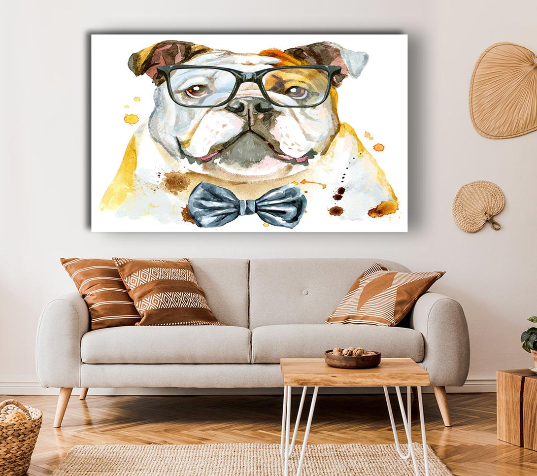  A Canvas Print of The Bulldog With Glasses Canvas Wall Art