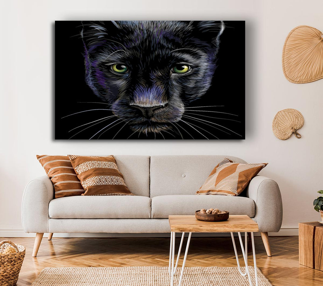  A Canvas Print of The Black Panther Face Canvas Art