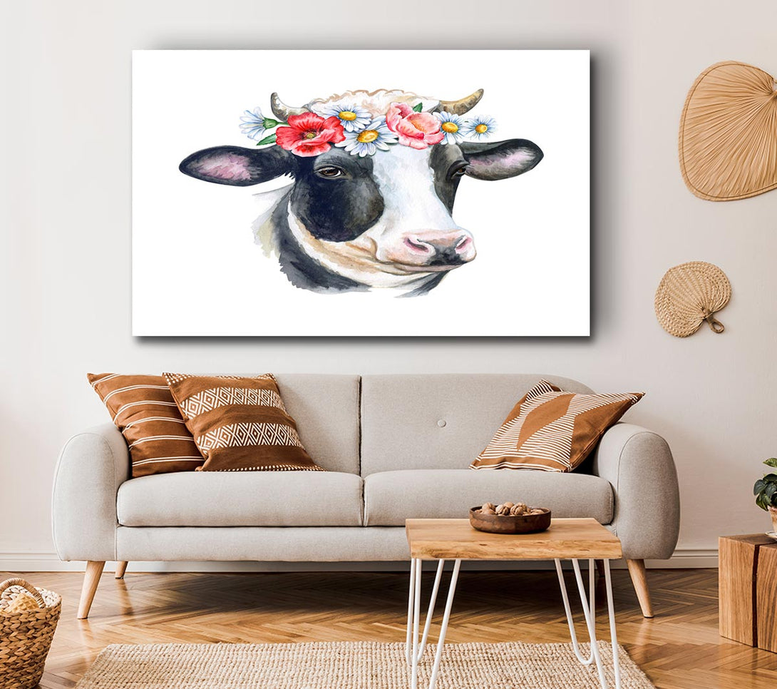  A Canvas Print of Flower Girl Cow Canvas Art