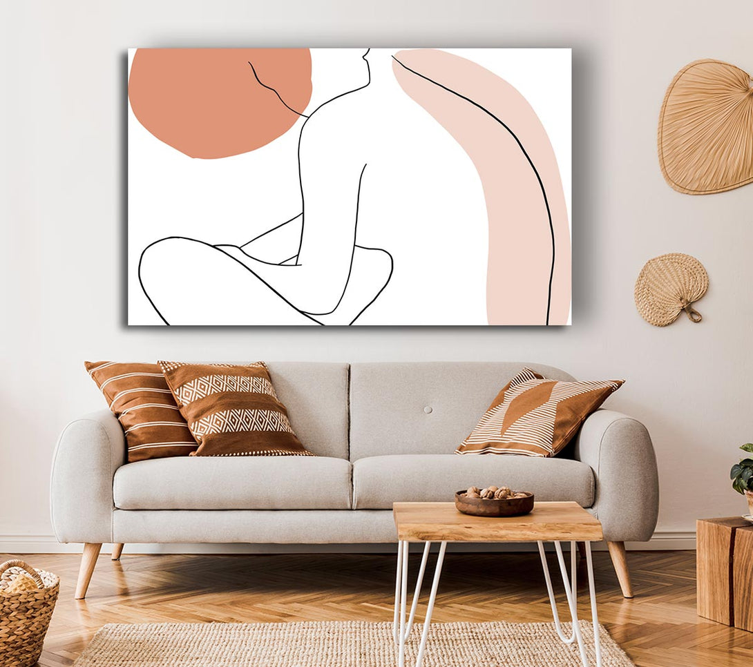  A Canvas Print of The Sitting Woman Line Drawing Canvas Wall Art
