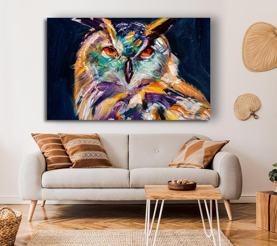  A Canvas Print of The Vivid Owl Stare Canvas Print