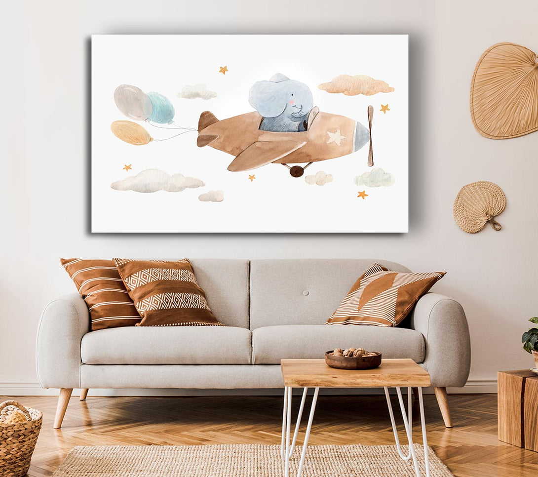  A Canvas Print of Elephant Riding Plane Canvas Art