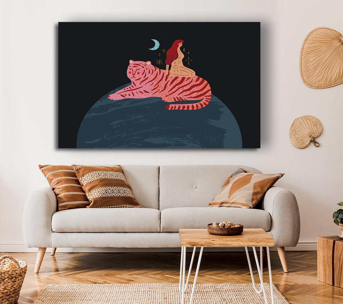  A Canvas Print of Woman And Tiger Planet Canvas Print