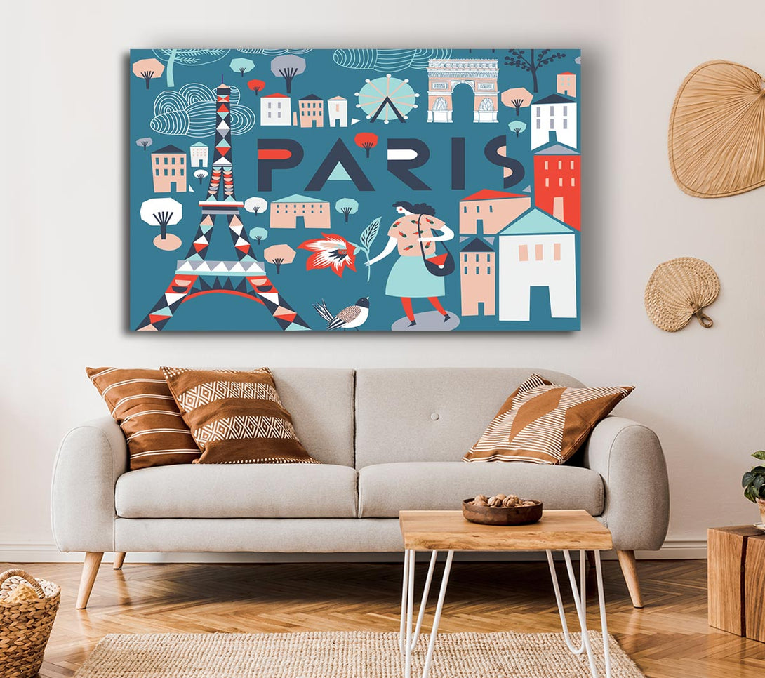  A Canvas Print of The Little Map Of Paris Canvas Art