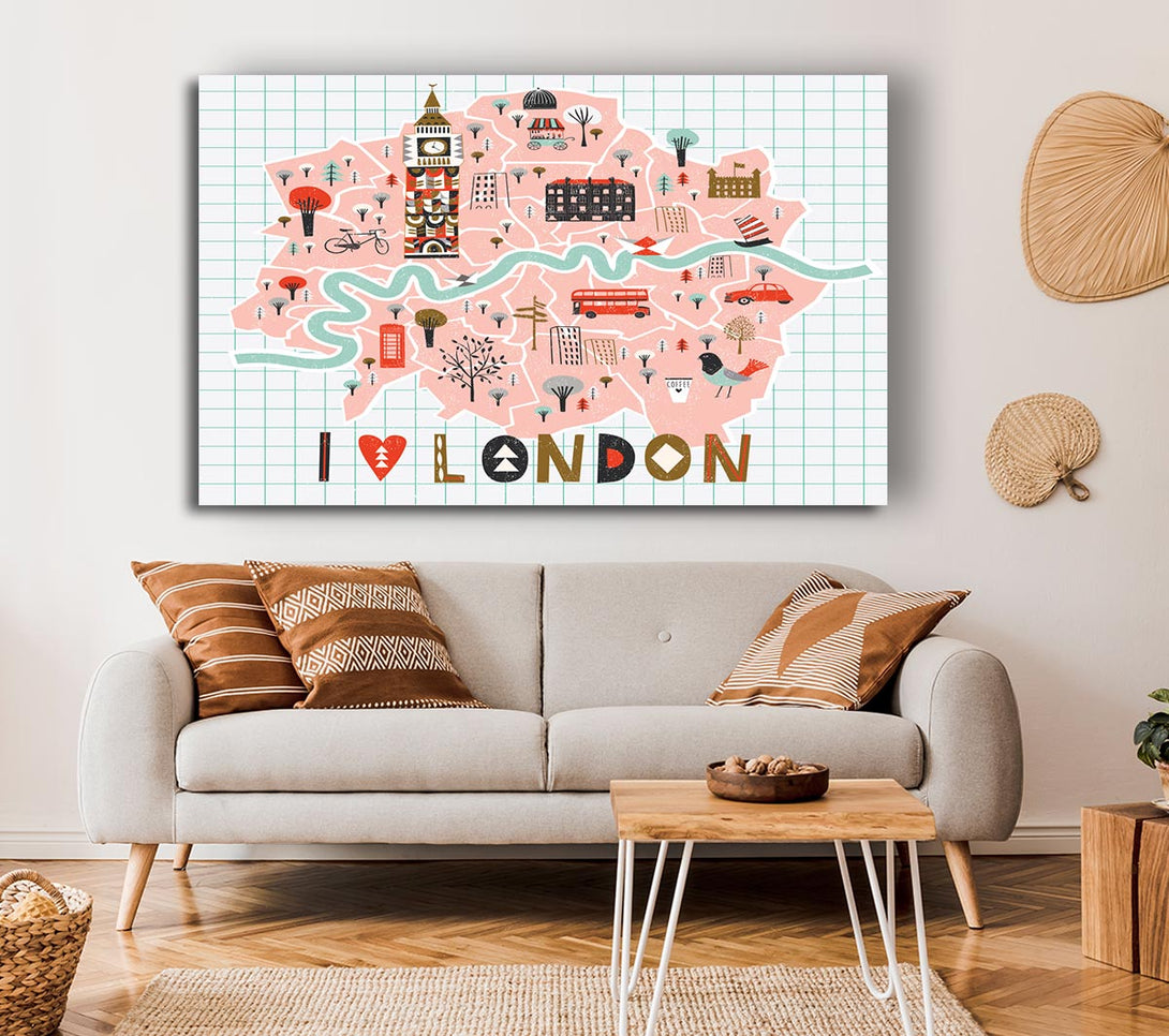  A Canvas Print of The Little Map Of London 2 Canvas Art