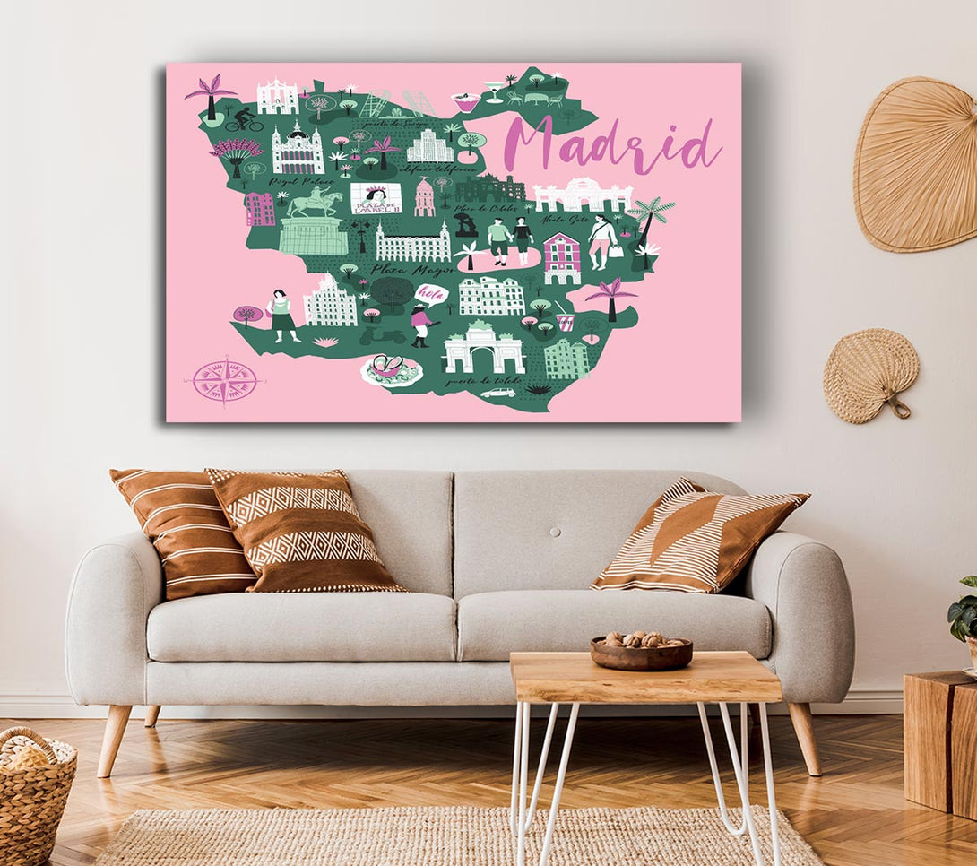  A Canvas Print of The Little Map Of Madrid Canvas Print