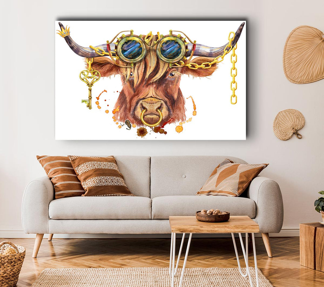  A Canvas Print of The Highland Cow Goggles Canvas Art