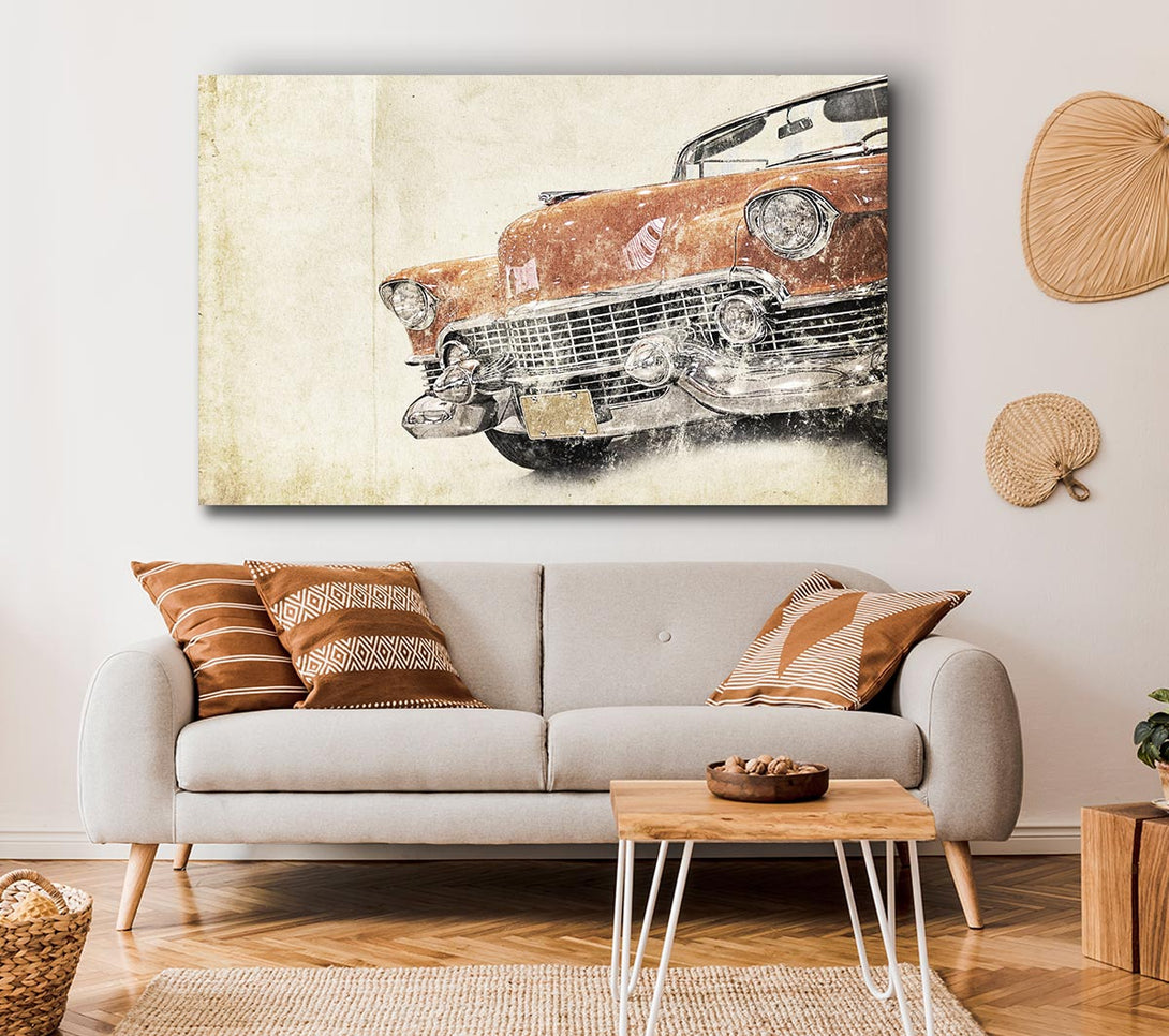  A Canvas Print of American Muscle Car Watercolour Canvas Print