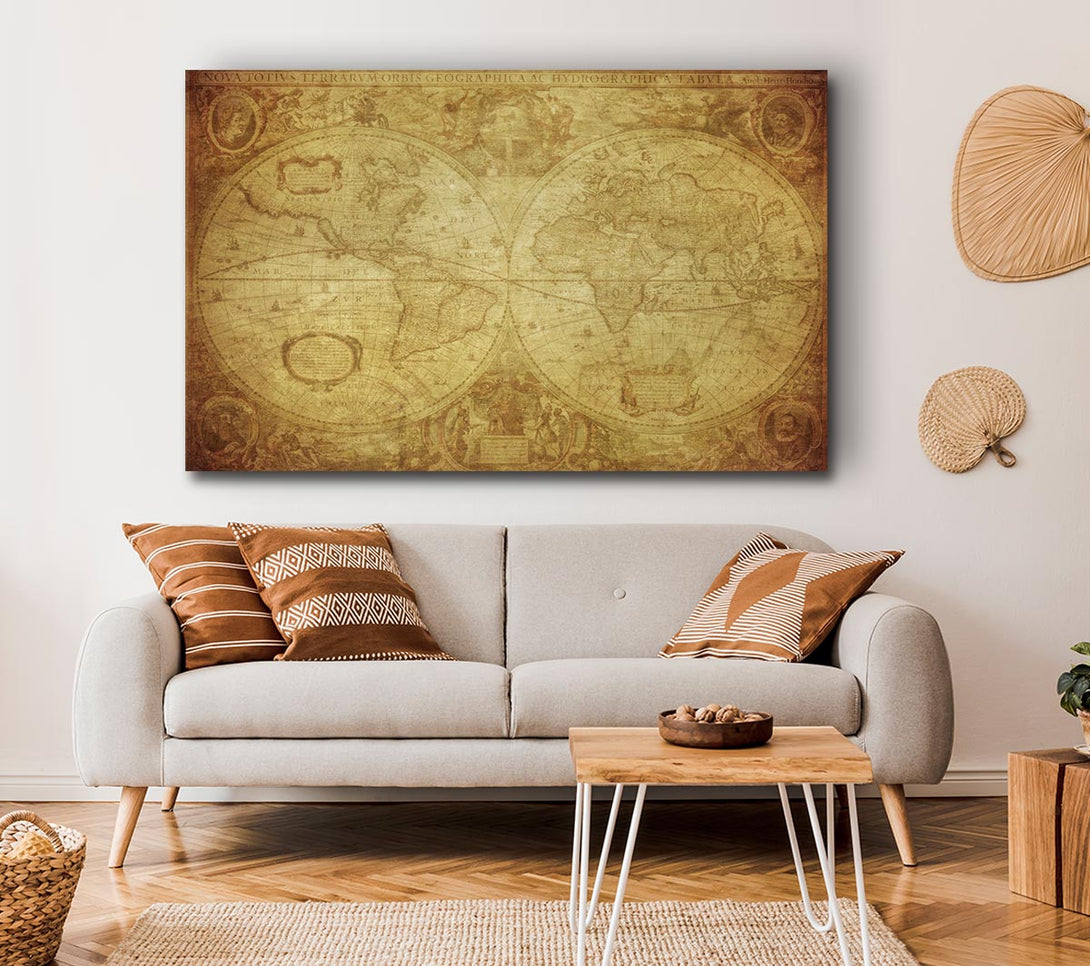  A Canvas Print of The Map Of The World Vintage Canvas Print