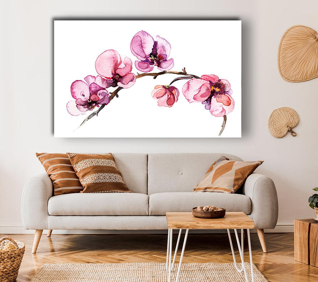  A Canvas Print of The Pink Orchid Branch Single Canvas Print