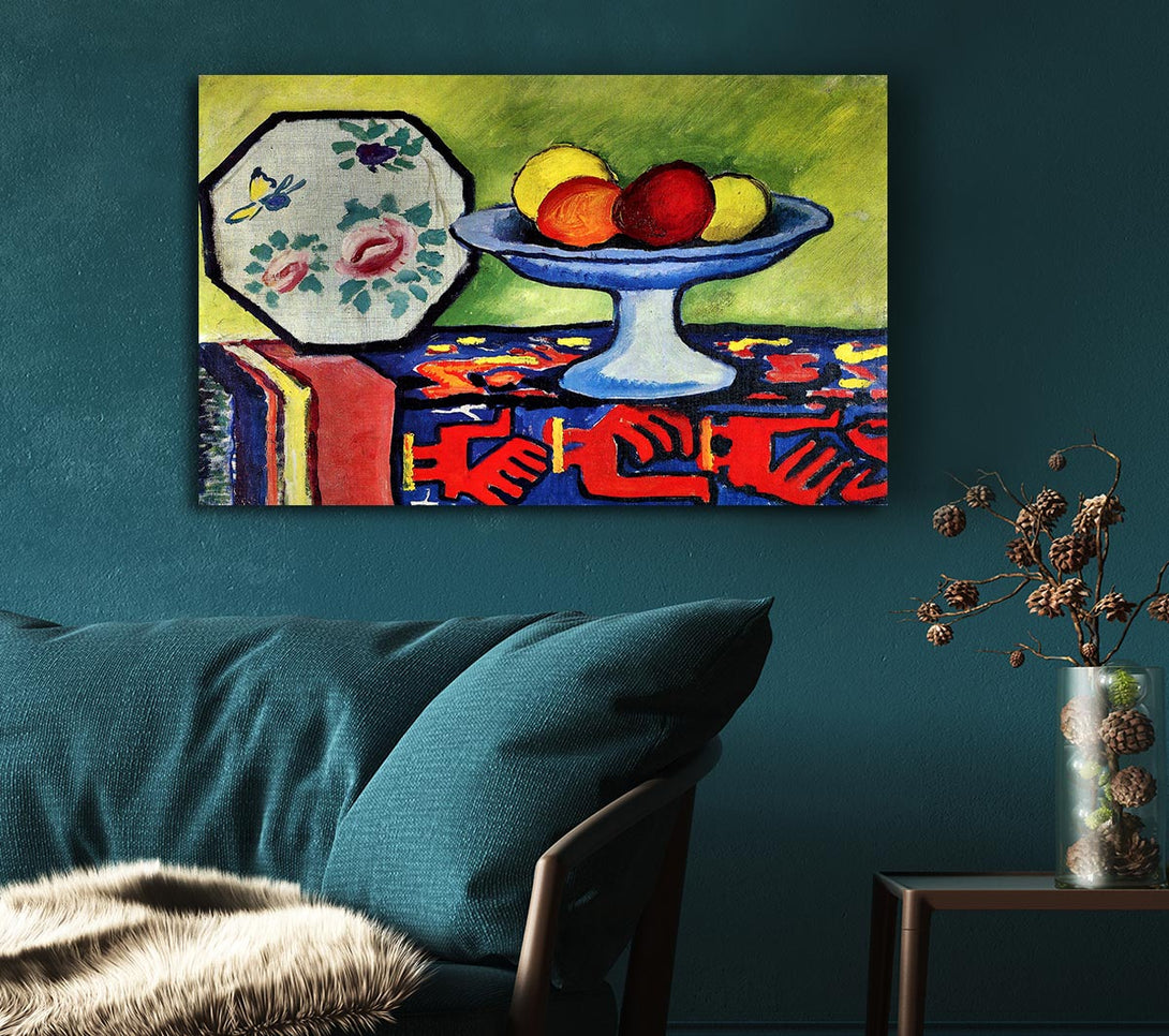 A Canvas Print of August Macke Still Life With Apple Peel And A Japanese Fan Canvas Print