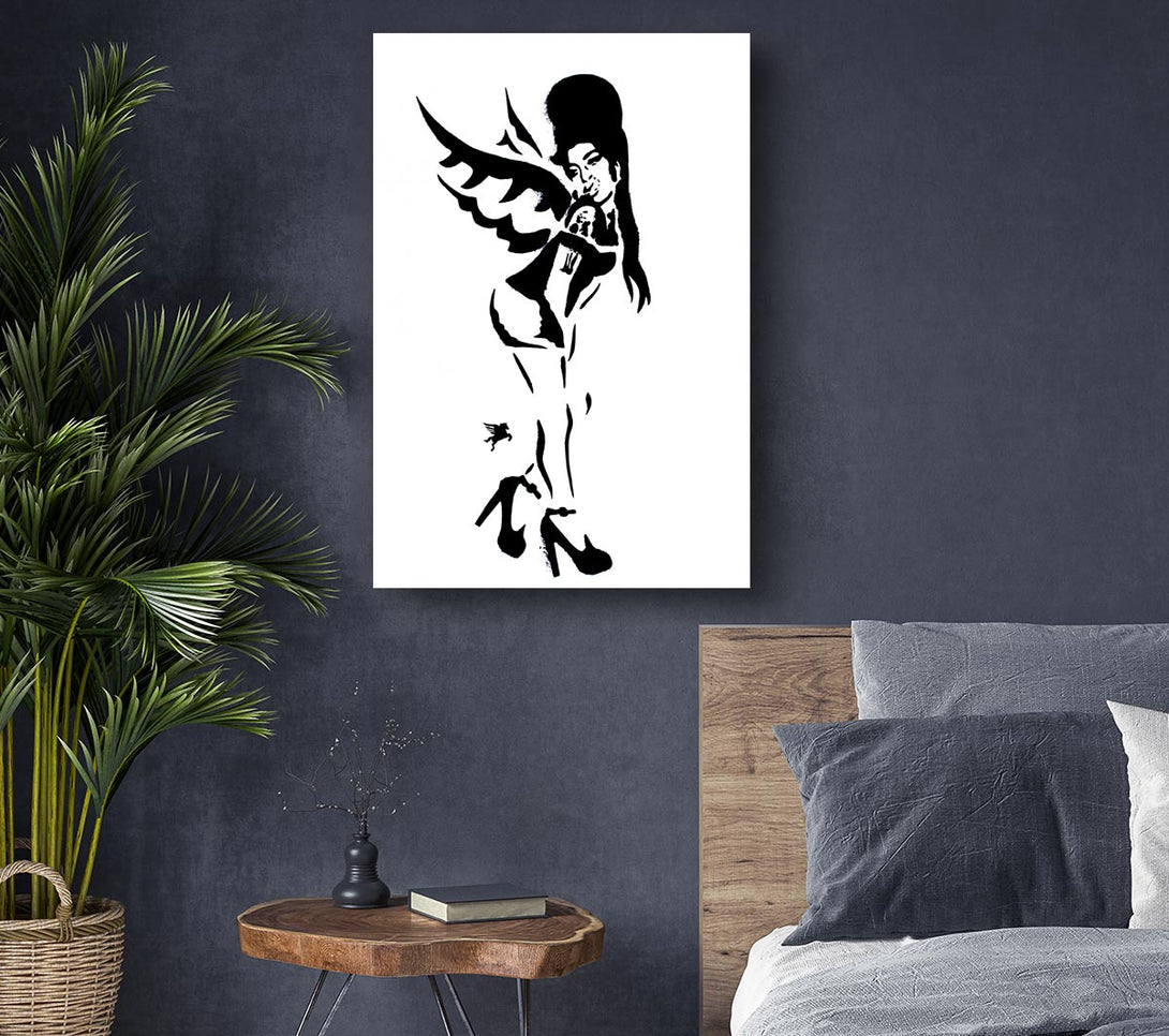  A Canvas Print of Banksy Amy Winehouse Wings Canvas Art
